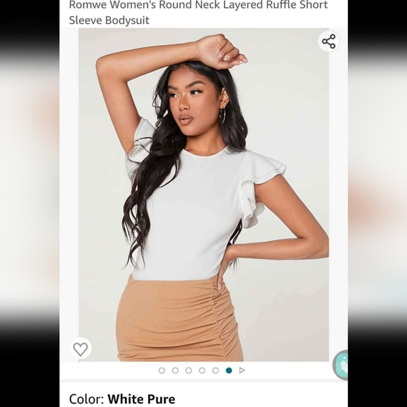 White Ruffle Short Sleeve Bodysuit - Picture 6 of 6